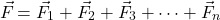 \[\vec{F}_{\text{कुल}} = \vec{F}_1 + \vec{F}_2 + \vec{F}_3 + \dots + \vec{F}_n\]