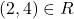 (2,4) \in R