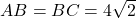 AB = BC = 4\sqrt{2}