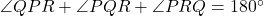 \angle QPR + \angle PQR + \angle PRQ = 180^\circ