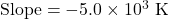 \text{Slope} = -5.0 \times 10^3 \text{ K}