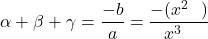 \[\alpha + \beta + \gamma = \frac{-b}{a} = \frac{-(x^2 \text{ का गुणांक})}{x^3 \text{ का गुणांक}}\]
