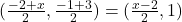 (\frac{-2+x}{2}, \frac{-1+3}{2}) = (\frac{x-2}{2}, 1)