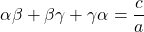 \[\alpha\beta + \beta\gamma + \gamma\alpha = \frac{c}{a}\]