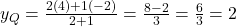 y_Q = \frac{2(4) + 1(-2)}{2 + 1} = \frac{8 - 2}{3} = \frac{6}{3} = 2