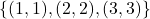 \{(1, 1), (2, 2), (3, 3)\}