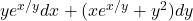 y e^{x/y} dx + (x e^{x/y} + y^2) dy