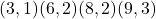 {(3,1)(6,2)(8,2)(9,3)}