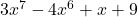 3x^7 - 4x^6 + x + 9