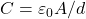 C=\varepsilon_0 A/d