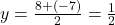 y = \frac{8 + (-7)}{2} = \frac{1}{2}