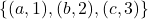 \{(a, 1), (b, 2), (c, 3)\}