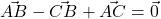\vec{AB} - \vec{CB} + \vec{AC} = \vec{0}