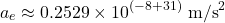 \[a_e \approx 0.2529 \times 10^{(-8+31)} \text{ m/s}^2\]