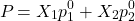 \[P_{\text{कुल}} = X_1 p_1^0 + X_2 p_2^0\]