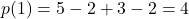p(1) = 5 - 2 + 3 - 2 = 4