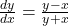 \frac{dy}{dx} = \frac{y-x}{y+x}