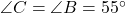 \angle C = \angle B = 55^\circ