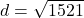 d = \sqrt{1521}