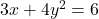 3x+4y^2=6
