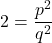\[2 = \frac{p^2}{q^2}\]