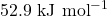 52.9 \text{ kJ mol}^{-1}