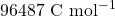96487 \text{ C mol}^{-1}