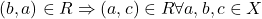 (b,a) \in R \Rightarrow (a,c) \in R \forall a,b,c \in X