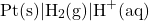 \[\text{Pt(s)} \vert{} \text{H}_2\text{(g)} \vert{} \text{H}^+\text{(aq)}\]