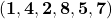 (\mathbf{1, 4, 2, 8, 5, 7})