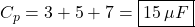 C_p=3+5+7=\boxed{15\,\mu F}
