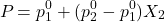 \[P_{\text{कुल}} = p_1^0 + (p_2^0 - p_1^0) X_2\]