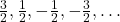 \frac{3}{2}, \frac{1}{2}, -\frac{1}{2}, -\frac{3}{2}, …