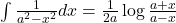 \int \frac{1}{a^2-x^2} dx = \frac{1}{2a}\log\frac{a+x}{a-x}