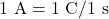 1\text{ A} = 1\text{ C}/1\text{ s}