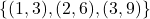 \{(1,3), (2,6), (3,9)\}