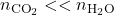 n_{\text{CO}_2} << n_{\text{H}_2\text{O}}