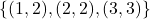 \{(1,2), (2,2), (3,3)\}