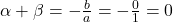 \alpha+\beta = -\frac{b}{a} = -\frac{0}{1} = 0