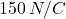 150\,N/C