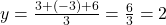 y = \frac{3+(-3)+6}{3} = \frac{6}{3} = 2
