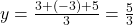 y = \frac{3+(-3)+5}{3} = \frac{5}{3}
