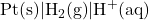 \text{Pt(s)} \vert{} \text{H}_2\text{(g)} \vert{} \text{H}^+\text{(aq)}