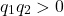 \[ q_1q_2>0 \]
