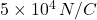 5\times10^4\,N/C