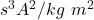 s^{3}A^{2}/kg~m^{2}