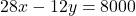 28x - 12y = 8000