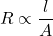 \[R \propto \frac{l}{A}\]