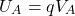 \[ U_A=qV_A \]