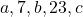 a, 7, b, 23, c